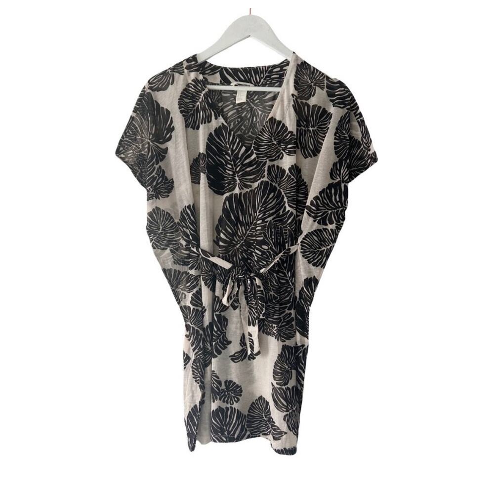 H&M Monstera Print Tie Cover Up Dress Sz S